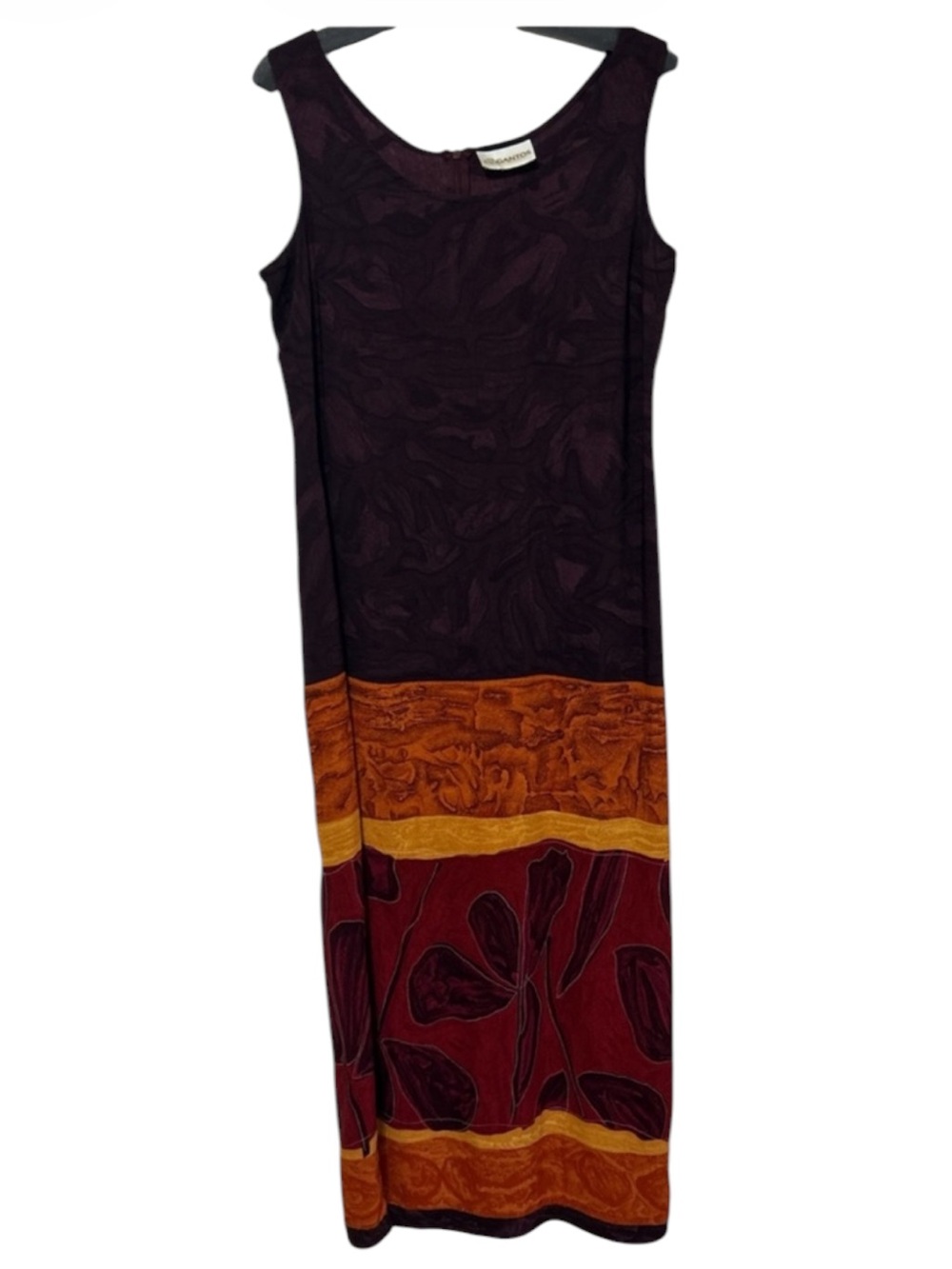 Vintage 90s GANTOS Silk Blend Maxi Dress Abstract Floral Block Print